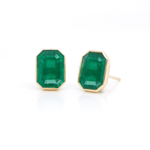 ee-25022-4.743  4.506 cts Minor Oil Octagon Emerald Studs