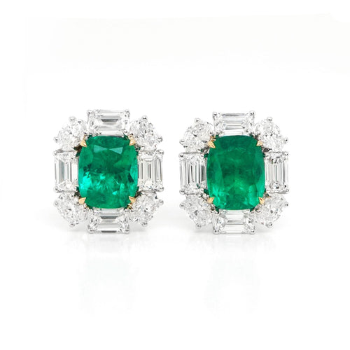 ee-25026-2.29  1.92 cts Minor Oil Colombian Octagon Emerald with Diamond Studs