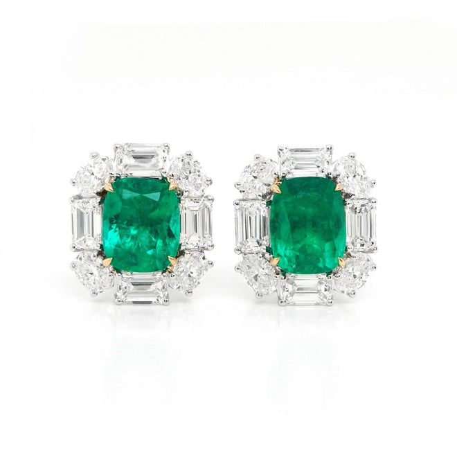 ee-25026-2.29  1.92 cts Minor Oil Colombian Octagon Emerald with Diamond Studs