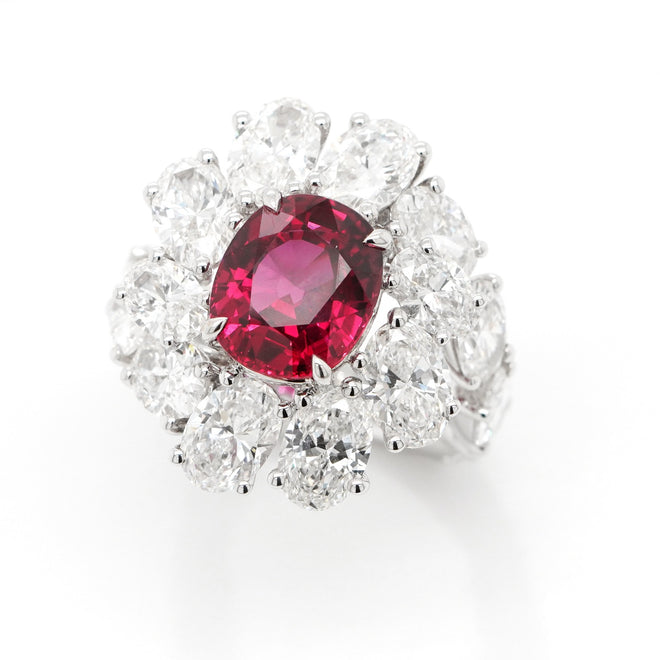 RR-19021 6.99 / 4.03 cts Ruby with Oval Diamond Ring (ENQUIRE)