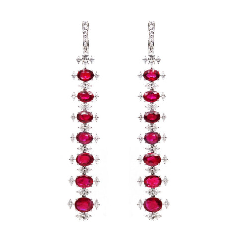 er-25003-15.26  3.92  0.21 cts Oval Ruby with Diamond Earrings
