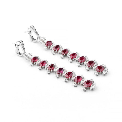 er-25003-15.26  3.92  0.21 cts Oval Ruby with Diamond Earrings