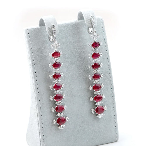 er-25003-15.26  3.92  0.21 cts Oval Ruby with Diamond Earrings