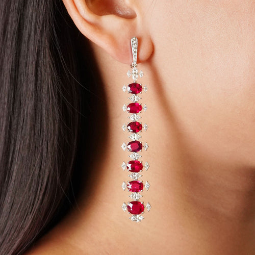 er-25003-15.26  3.92  0.21 cts Oval Ruby with Diamond Earrings