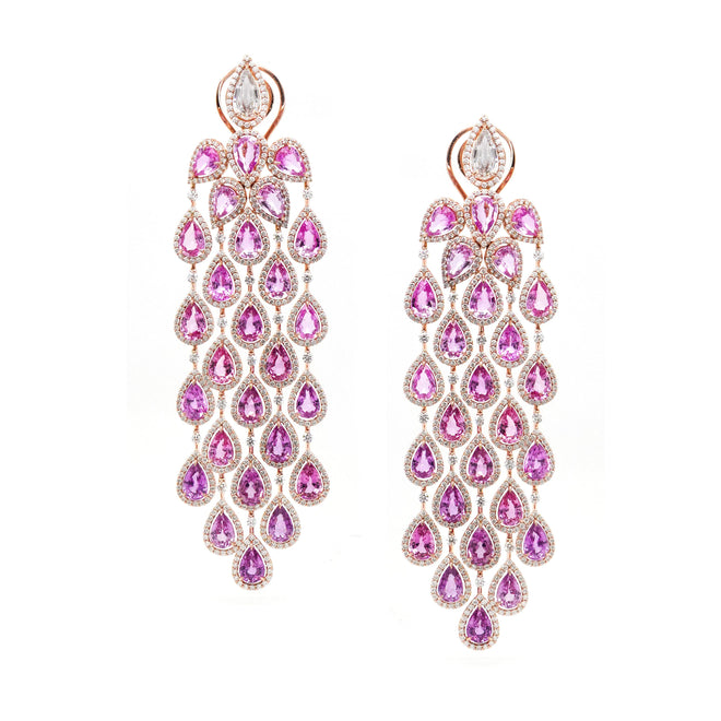 es-25009-24.73 cts Pear Shape Fancy Pink Sapphire Earrings (ENQUIRE)