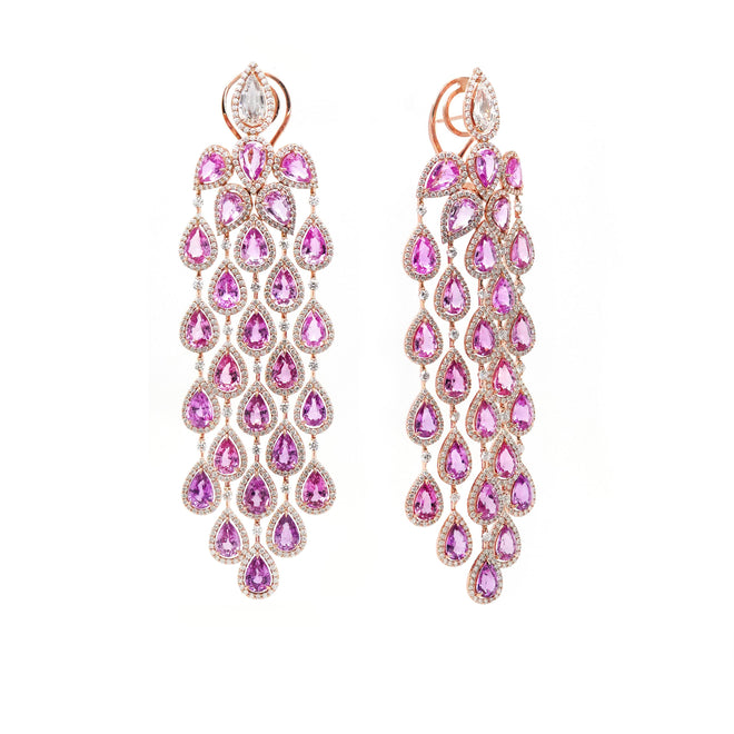 es-25009-24.73 cts Pear Shape Fancy Pink Sapphire Earrings (ENQUIRE)