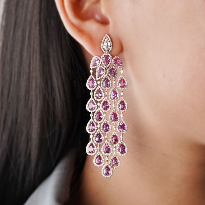 es-25009-24.73 cts Pear Shape Fancy Pink Sapphire Earrings (ENQUIRE)
