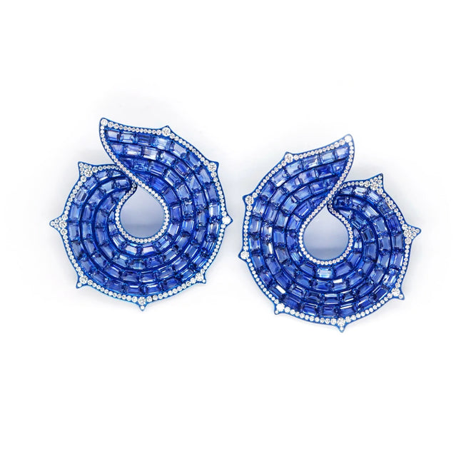 36.548 cts Octagon Titanium Sapphire Earring