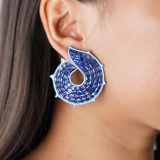 es-25011-36.548 cts Octagon Titanium Sapphire Earrings 