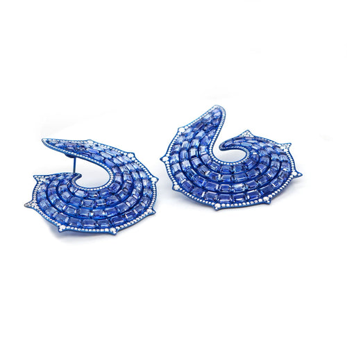es-25011-36.548 cts Octagon Titanium Sapphire Earrings 