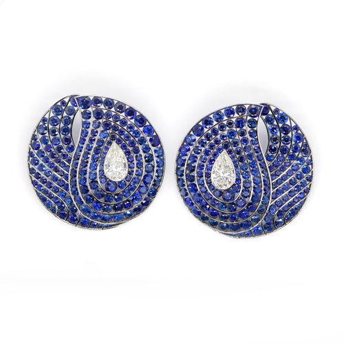 es-25012-36.808  2.52 cts Round Titanium Sapphire with Diamond Studs