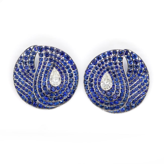 es-25012-36.808  2.52 cts Round Titanium Sapphire with Diamond Studs
