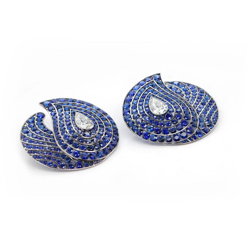 es-25012-36.808  2.52 cts Round Titanium Sapphire with Diamond Studs