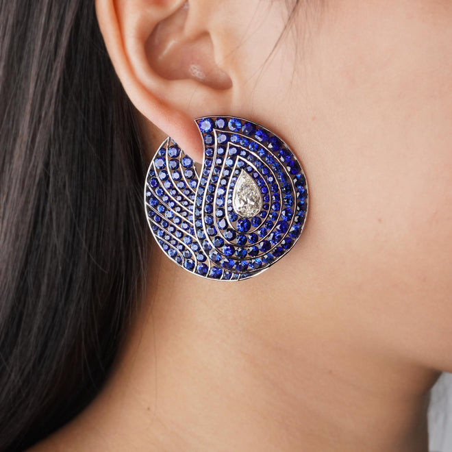 es-25012-36.808  2.52 cts Round Titanium Sapphire with Diamond Studs