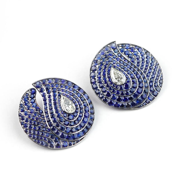 36.808 / 2.52 cts Round Titanium Sapphire with Diamond Earring