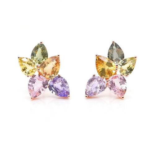 es-25014-14.87 cts Pear Shape Fancy Sapphire Studs