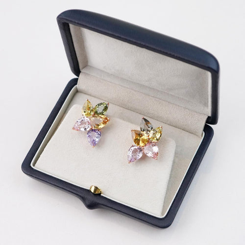 es-25014-14.87 cts Pear Shape Fancy Sapphire Studs