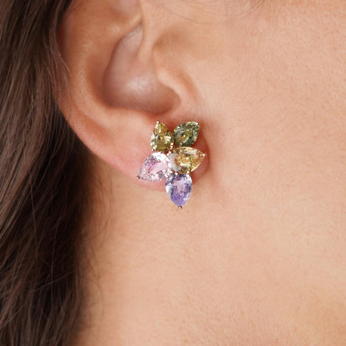 es-25014-14.87 cts Pear Shape Fancy Sapphire Studs