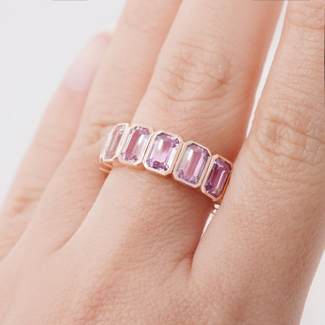 ETN-RS-25004-9.25 cts Octagon Fancy Sapphire Eternity Ring