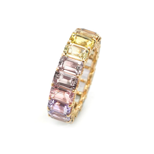 11.38 / 0.47 cts Octagon Fancy Sapphire Eternity Ring