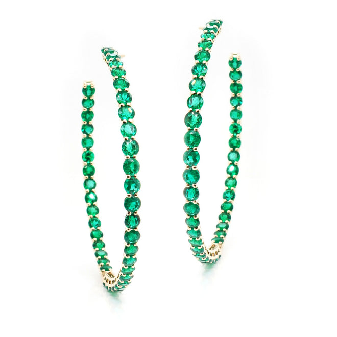 17.88 cts Round Emerald Eternity Hoops