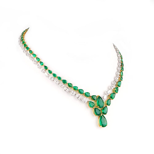 46.49 / 15.67 cts Emerald with Diamond Necklace (ENQUIRE)