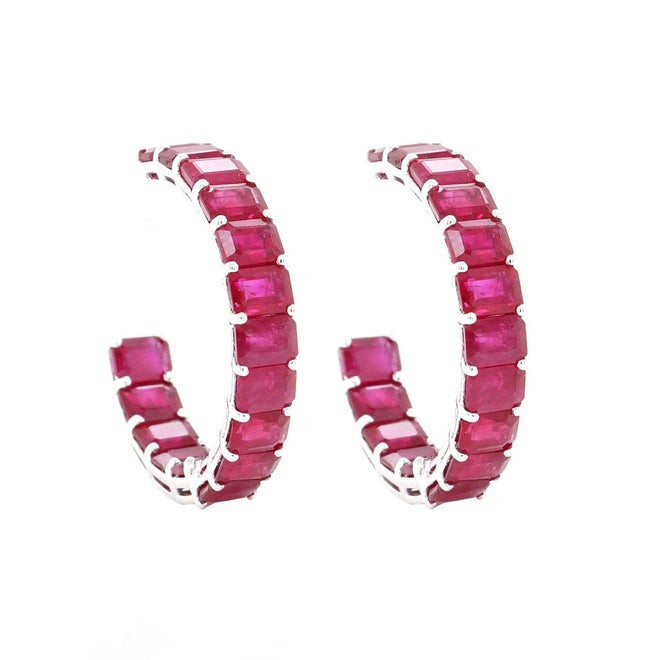 9.04 cts Octagon Ruby Eternity Hoops