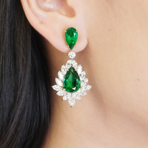 13.448 cts Emerald with Diamond Earrings (ENQUIRE)