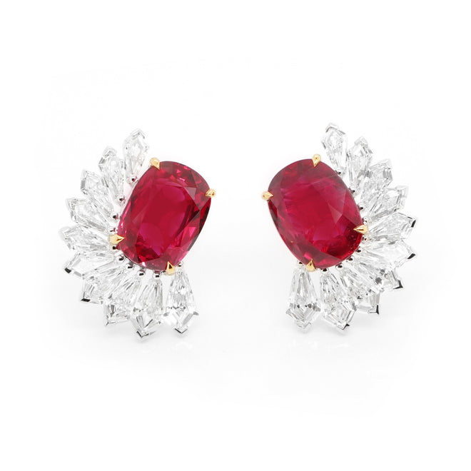 3.361 / 3.040 cts Ruby with Diamond Earrings (ENQUIRE)