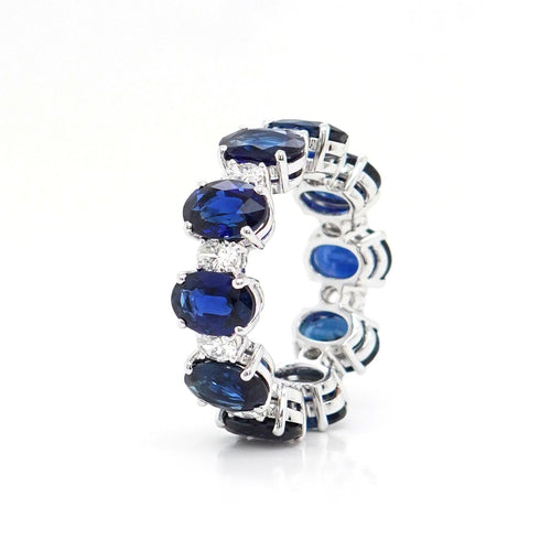 8.95 cts Oval Blue Sapphire with Diamond Eternity Ring