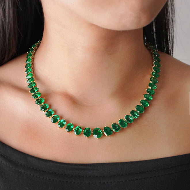ne-25004-81.33 cts Oval Emerald Necklace (ENQUIRE)