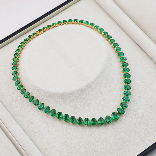 ne-25004-81.33 cts Oval Emerald Necklace (ENQUIRE)
