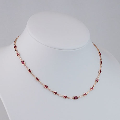 nr-25003-9.03  1.56 cts Octagon Ruby with Diamond Necklace