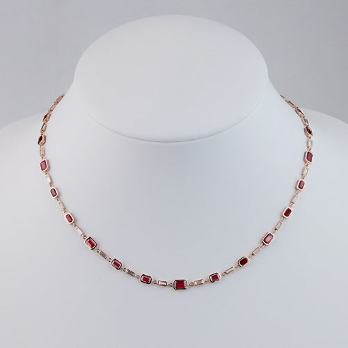 nr-25003-9.03  1.56 cts Octagon Ruby with Diamond Necklace