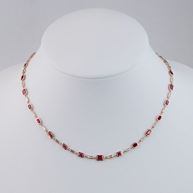 nr-25003-9.03  1.56 cts Octagon Ruby with Diamond Necklace