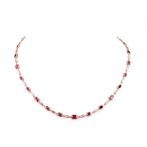 9.03 / 1.56 cts Octagon Ruby with Diamond Necklace