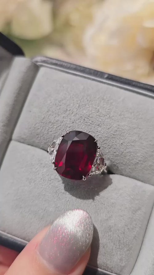 10.13 cts Cushion Ruby with Diamond Ring (ENQUIRE)