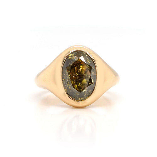 rd-25007-3.08 cts Fancy Yellow Oval Diamond Ring