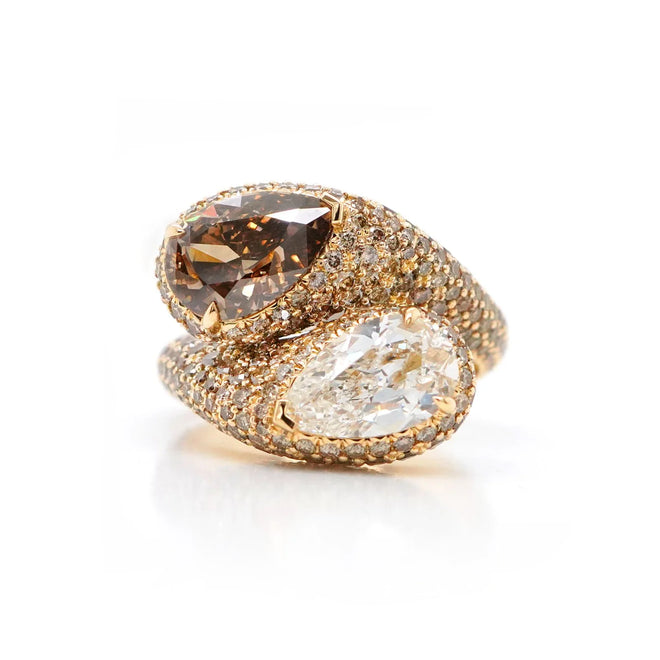 2.06 / 1.70 cts Fancy Pear Shape Diamond Ring