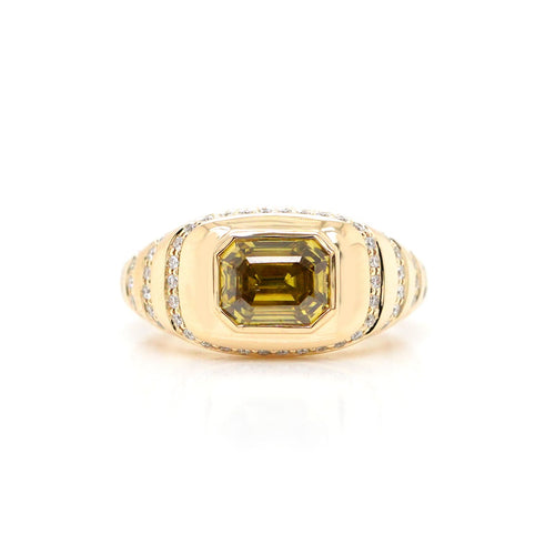 rd-25013-1.04 cts Fancy Intense Yellow Emerald Cut Diamond Ring