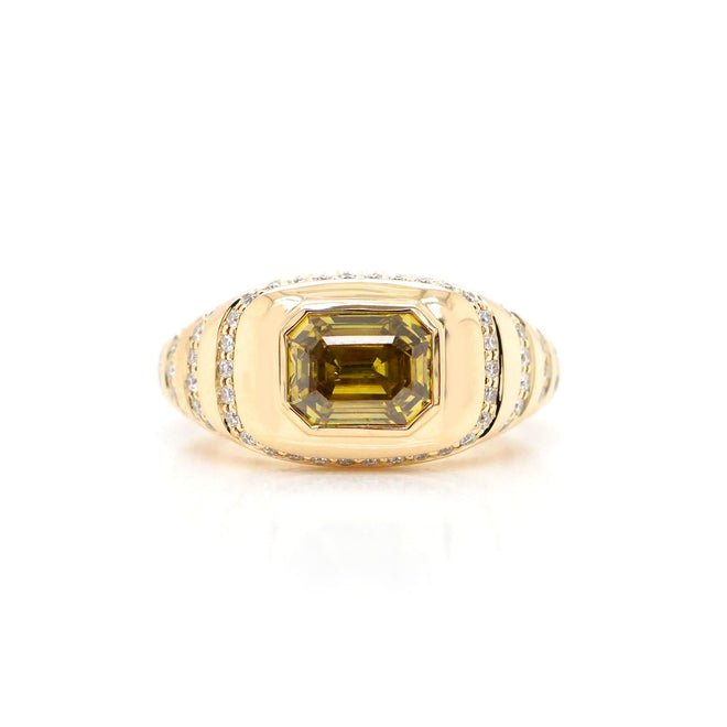rd-25013-1.04 cts Fancy Intense Yellow Emerald Cut Diamond Ring