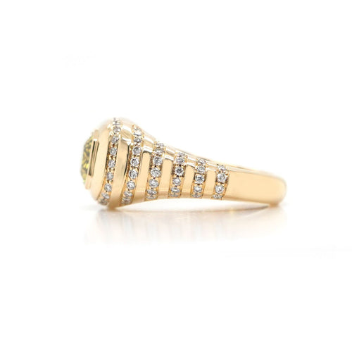 rd-25013-1.04 cts Fancy Intense Yellow Emerald Cut Diamond Ring