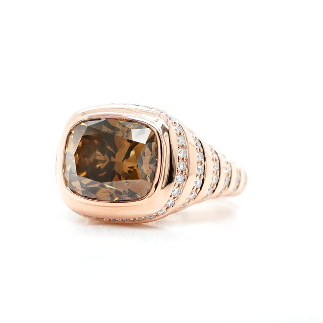 4.53 cts Fancy Dark Brown Yellow Diamond Pinky Ring