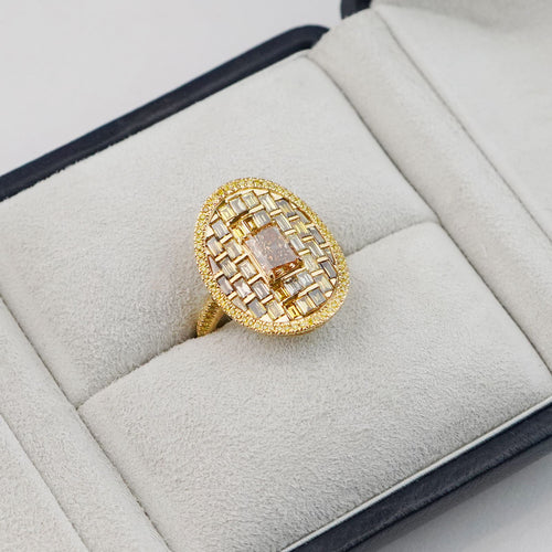 rd-25015-1.01  2.14 cts Radiant Fancy Brown Yellow Diamond Ring