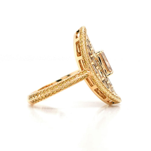 rd-25015-1.01  2.14 cts Radiant Fancy Brown Yellow Diamond Ring