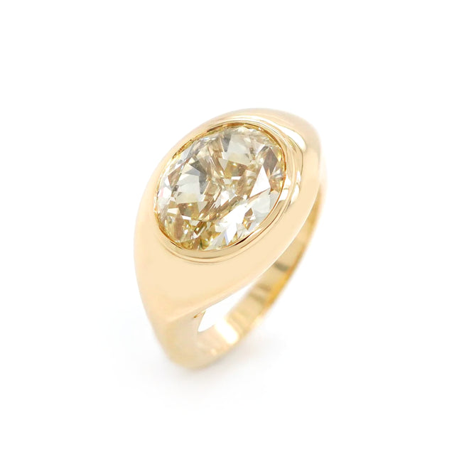5.01 cts Fancy Intense Yellow Oval Diamond Ring