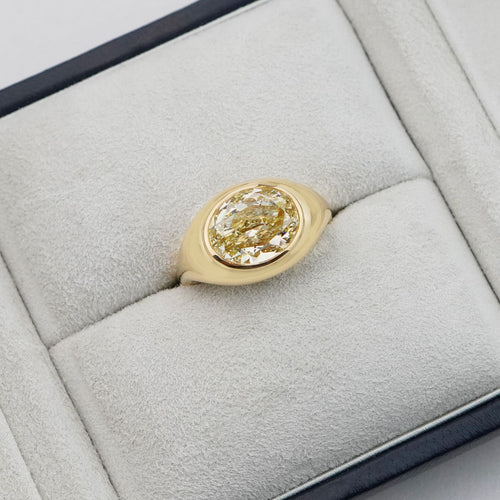 rd-25016-5.01 cts Fancy Intense Yellow Oval Diamond Ring