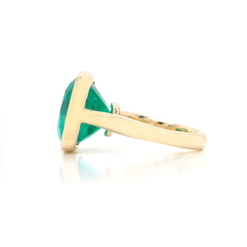 re-25024-13.12 cts Minor Oil Colombian Cushion Emerald Ring