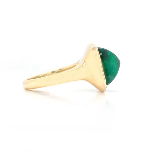 re-25032-12.03 cts Minor Oil Cushion Sugarloaf Emerald Ring