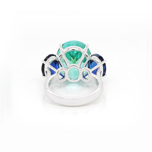 rg-25004-16.12  3.90  3.53 cts Paraiba with Oval Blue Sapphire Ring